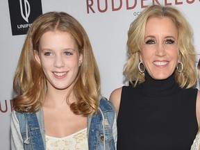 Sophia Macy, left, and actress Felicity Huffman attend the Screening Of Samuel Goldwyn Films' "Rudderless" at the Vista Theatre on Oct. 7, 2014 in Los Angeles, Calif.  (Alberto E. Rodriguez/Getty Images)