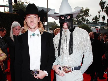 Diplo and Orville Peck attend the 62nd Annual Grammy Awards at Staples Center in Los Angeles, on Sunday, Jan. 26, 2020. (Rich Fury/Getty Images for The Recording Academy)