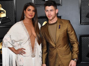 Priyanka Chopra Jonas and Nick Jonas attends the 62nd Annual Grammy Awards at Staples Center in Los Angeles, on Sunday, Jan. 26, 2020. (Amy Sussman/Getty Images)