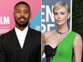 Michael B. Jordan and Charlize Theron are seen in file photos.