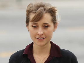 Allison Mack arrives at the United States Eastern District Court for a bail hearing in relation to the sex trafficking charges filed against her on May 4, 2018, in the Brooklyn borough of New York City.