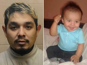 Joey Crier (L) has been found guilty of manslaughter in the death of his 19-month-old son Anthony Raine.