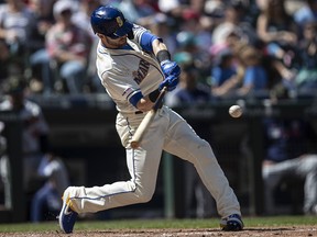 Mitch Haniger of the Seattle Mariners hits a home run during a game at T-Mobile Park on May 19, 2019 in Seattle. (Stephen Brashear/Getty Images)