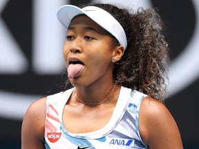 Naomi Osaka of Japan reacts during her Women's Singles first round match against Marie Bouzkova of Czech Republic on day one of the 2020 Australian Open at Melbourne Park on Jan. 20, 2020 in Melbourne, Australia.