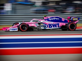 Racing Point BWT Mercedes driver Lance Stroll (18) of Canada speeds by during qualifying for the United States Grand Prix at Circuit of the Americas. (Jerome Miron-USA TODAY Sports/File Photo)