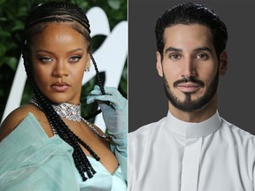 Rihanna and Hassan Jameel. (Getty Images and Flickr via Wikipedia photos)