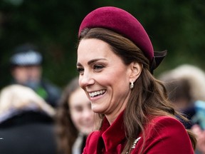 The Duchess of Cambridge attends the Christmas Day service at St. Mary Magdalene Church at Sandringham on Dec. 25, 2018.