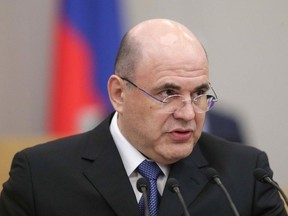 Mikhail Mishustin, who was nominated by Russian President Vladimir Putin as the candidate for the post of Prime Minister, delivers a speech during a session of the State Duma, the lower house of parliament, in Moscow, Russia January 16, 2020.