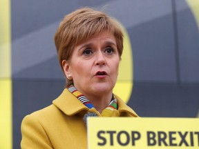 Scottish National Party (SNP) leader Nicola Sturgeon attends a general election campaign event in Edinburgh, Scotland, Britain December 5, 2019. REUTERS/Russell Cheyne