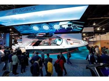 A Brunswick Sea Ray SLXR 400E, with a comprehensive integrated digital system, is displayed during the 2020 CES 
in Las Vegas on Jan. 8, 2020.