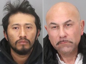 Suspects Albert Thomas Vasquez (right) and Antonio Quirino Salvador in their booking photos. (San Jose police photo)