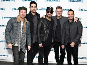 Brian Littrell, Kevin Richardson, AJ McLean, Nick Carter and Howie Dorough of Backstreet Boys visit the SiriusXM Studios on January 28, 2019 in New York City.