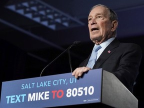 Democratic presidential candidate, former New York City mayor Mike Bloomberg speaks to supporters at a rally on February 20, 2020 in Salt Lake City, Utah.