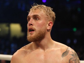 Jake Paul looks on after defeating AnEsonGib in a first round knockout during their fight at Meridian at Island Gardens on January 30, 2020 in Miami, Florida.