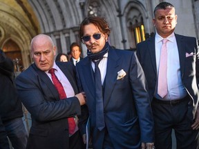 Johnny Depp is seen leaving the Royal Courts of Justice on February 26, 2020 in London, England.