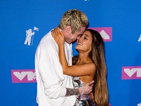 Pete Davidson and Ariana Grande during happier times at the 2018 MTV Video Music Awards.