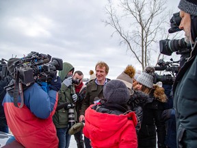 Indigenous Services Minister Marc Miller after meeting with representatives of the Mohawk Nation at the site of a rail stoppage on Tyendinaga Mohawk Territory, as part of a protest against British Columbia's Coastal GasLink pipeline, in Tyendinaga, Ont., Feb. 15, 2020.   REUTERS/Carlos Osorio