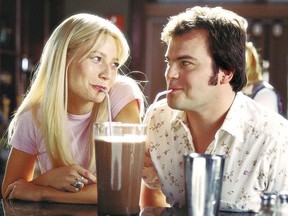 Rosemary (Gwyneth Paltrow) and Hal (Jack Black) share a tender moment over an enormous chocolate shake in Shallow Hal.
