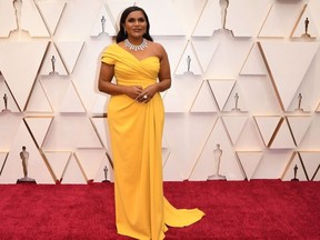 Mindy Kaling poses on the red carpet at the 92nd Annual Academy Awards at Hollywood and Highland on Feb. 9, 2020 in Hollywood, Calif.