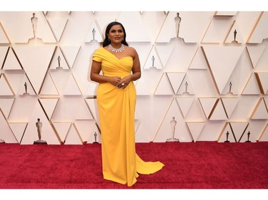 Mindy Kaling poses on the red carpet at the 92nd Annual Academy Awards at Hollywood and Highland on Feb. 9, 2020 in Hollywood, Calif.