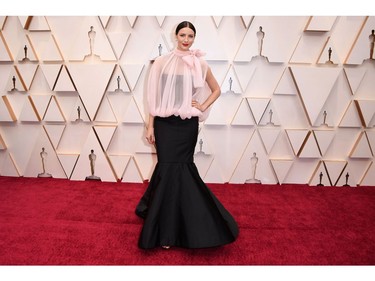 Caitriona Balfe poses on the red carpet at the 92nd Annual Academy Awards on Feb. 9, 2020 in Hollywood, Calif.