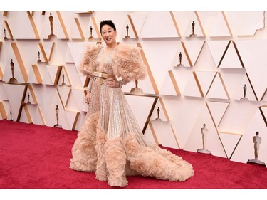 Sandra Oh poses on the red carpet at the 92nd Annual Academy Awards on Feb. 9, 2020 in Hollywood, Calif.