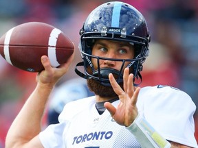 Argonauts quarterback McLeod Bethel-Thompson in action against the Stampeders in Calgary on July 18, 2019.