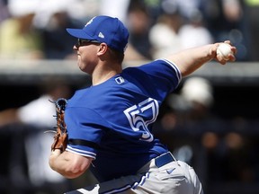 Toronto Blue Jays starting pitcher Trent Thornton throws a pitch during the first inning against the New York Yankees at George M. Steinbrenner Field.