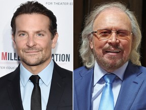 Bradley Cooper (L) may play Barry Gibb in an upcoming film about the Bee Gees.