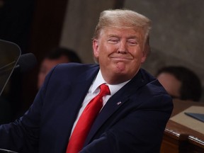 U.S. President Donald Trump delivers the State of the Union address at the U.S. Capitol in Washington, D.C., on Tuesday, Feb. 4, 2020.
