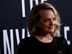 Cast member Elisabeth Moss poses at the premiere for the film "The Invisible Man" in Los Angeles, California, U.S., February 24, 2020.