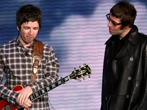 In this Nov. 9, 2008, file photo, Noel Gallagher and Liam Gallagher  "Che Tempo Che Fa" Italian TV Show in Milan, Italy.