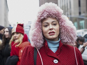 Actress Rose McGowan, who has accused Harvey Weinstein of rape, attends a press conference outside court on Jan. 6, 2020 in New York City. (Kena Betancur/Getty Images)