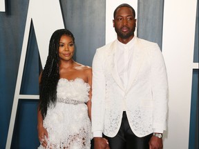 Gabrielle Union and Dwyane Wade attend the 2020 Vanity Fair Oscar Party at The Wallis Annenberg Center for the Performing Arts in Beverly Hills, Califronia on February 9, 2020.