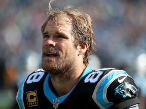 Greg Olsen of the Carolina Panthers looks on against the Seattle Seahaws at Bank of America Stadium on November 25, 2018 in Charlotte, North Carolina. (Streeter Lecka/Getty Images)