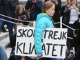 Swedish climate activist Greta Thunberg attends a rally at the Alberta Legislature Building in Edmonton, Friday, Oct. 18, 2019.