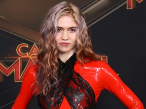 Canadian singer Grimes attends the world premiere of Marvel Studios' 'Captain Marvel' at the El Capitan Theatre in Los Angeles, on March 4, 2019.
