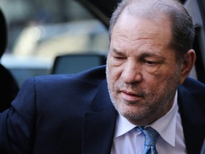 Harvey Weinstein enters a Manhattan courthouse during his trial in New York City on Monday, Feb. 24, 2020.