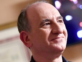 Armando Iannucci of "Avenue 5" poses in the green room during the 2020 Winter Television Critics Association Press Tour at The Langham Huntington, Pasadena on January 15, 2020 in Pasadena, Calif.