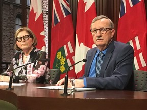 Dr. Barbara Yaffe, Ontario's Associate Chief Medical Officer of Health, and Dr. David Williams, the Chief Medical Officer of Ontario, update reporters during a press briefing on the coronavirus at Queens Park on February 3, 2020. ANTONELLA ARTUSO/Toronto Sun