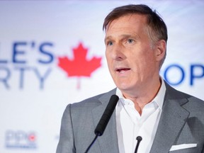 People's Party of Canada leader Maxime Bernier speaks after the announcement of federal election results in Beauceville, Quebec, on Oct. 21, 2019.