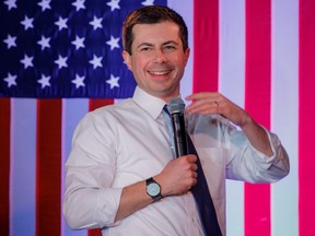 Democratic presidential candidate and former South Bend, Indiana mayor Pete Buttigieg, speaks during a campaign stop Portsmouth, New Hampshire, on Tuesday, Feb. 4, 2020.