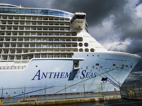 The Royal Caribbean Cruise Ship Anthem of the Seas is docked at Cape Liberty port on Febr. 7, 2020, in Bayonne, New Jersey.  At least two dozen Chinese citizens aboard of Royal Caribbean cruise were screened for coronavirus, and four were taken to a nearby hospital.
