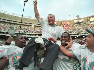May 4: Pro Football Hall of Famer Don Shula died in Indian Creek, Fla. Shula played from the Cleveland Browns, Baltimore Colts and Washington Redskins in the '50s. But the Grand River, Ohio-born NFLer was better known for his coaching career, most notably as the head coach for the Baltimore Colts (1963-1969) and the Miami Dolphins (1970-1995). With 347 wins (328 in the regular season, Shula holds the record for the most career wins as head coach. He led the Dolphins to two consecutive Super Bowl victories (VII and VIII), the first of which preceded by the only perfect season in NFL history (1972). Shula was 90.