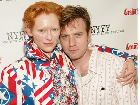 In this Oct. 8, 2003, file photo, co-stars Tilda Swinton and Ewan McGregor attend the "Young Adam" U.S. premiere during the 41st Annual New York Film Festival at Alice Tully Hall in New York City.
