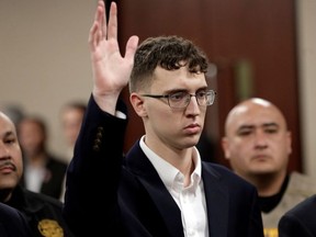 El Paso Walmart mass shooter Patrick Crusius, a 21-year-old male from Allen, Texas, accused of killing 22 and injuring 25, is arraigned, in El Paso, Texas, U.S. October 10, 2019.