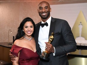 In this file photo taken on March 4, 2018, Kobe Bryant and his wife Vanessa Laine Bryant attend the 90th Annual Academy Awards Governors Ball at the Hollywood & Highland Center in Hollywood, Calif.