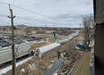 A train has derailed on the tracks that cross Bath Road near Queen Mary Road in Kingston, Ont., Wednesday, March 4, 2020. (Elliot Ferguson/The Kingston Whig-Standard)