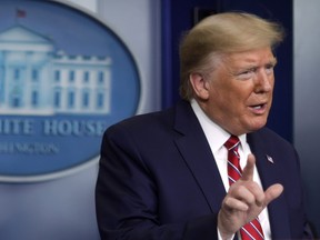 U.S. President Donald Trump speaks during a news briefing on the latest development of the coronavirus outbreak in the U.S. at the James Brady Press Briefing Room at the White House March 20, 2020 in Washington, D.C. (Alex Wong/Getty Images)