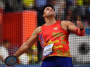 Iran's Ehsan Hadadi in action during the World Athletics Championships at Khalifa International Stadium, Doha, Qatar, on Sept. 30, 2019. (REUTERS/Dylan Martinez/File Photo)